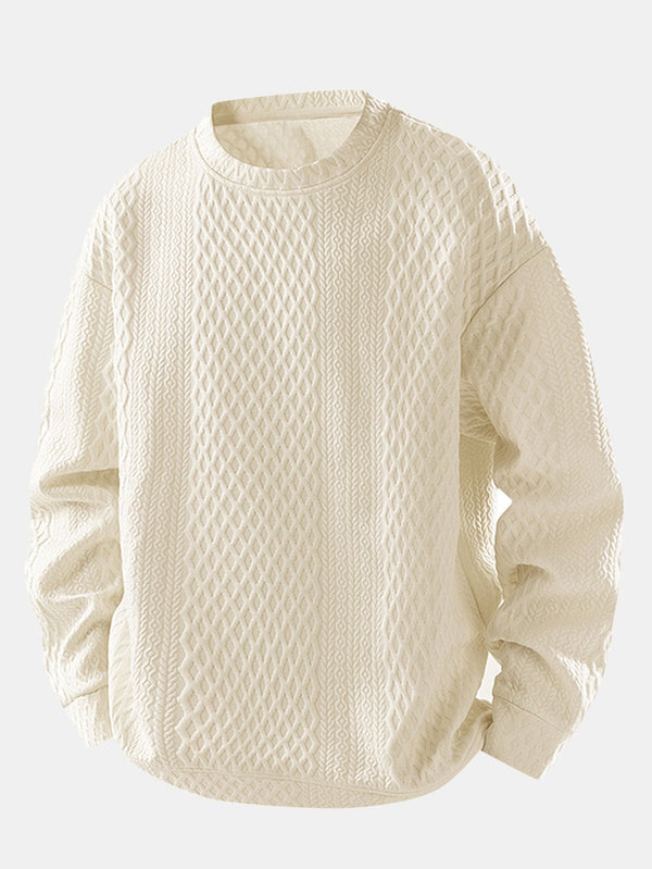 Pull en jacquard géométrique à col rond, coupe décontractée