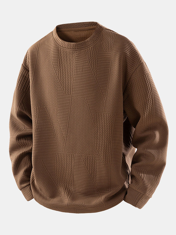 Relax Fit Geometric Jacquard Sweatshirt