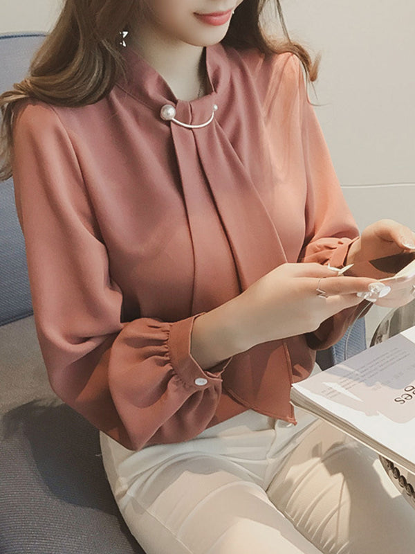 Chemise en Chiffon à Manches Lanternes de Style Français Irene