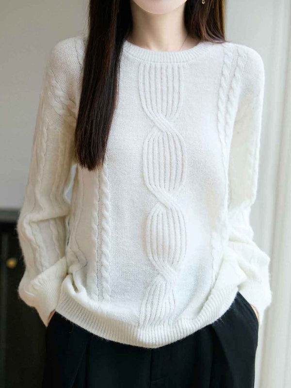 Pull-over en tricot à col rond décontracté Ariana - Blanc