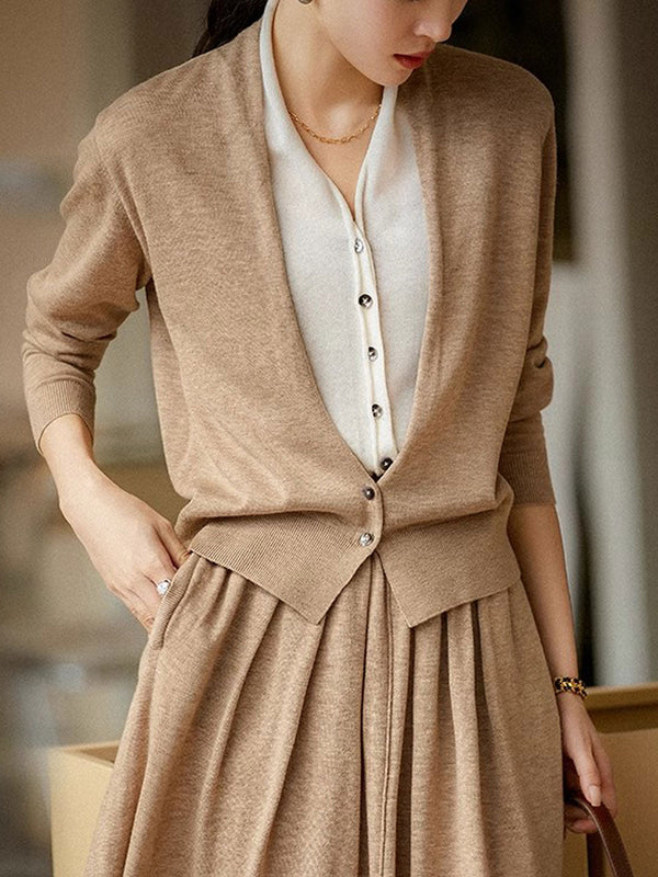 Ensemble de Robe en Tricot à Col V Ruby Classic