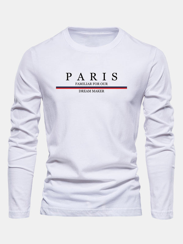 T-shirt à manches longues en coton avec motif Paris