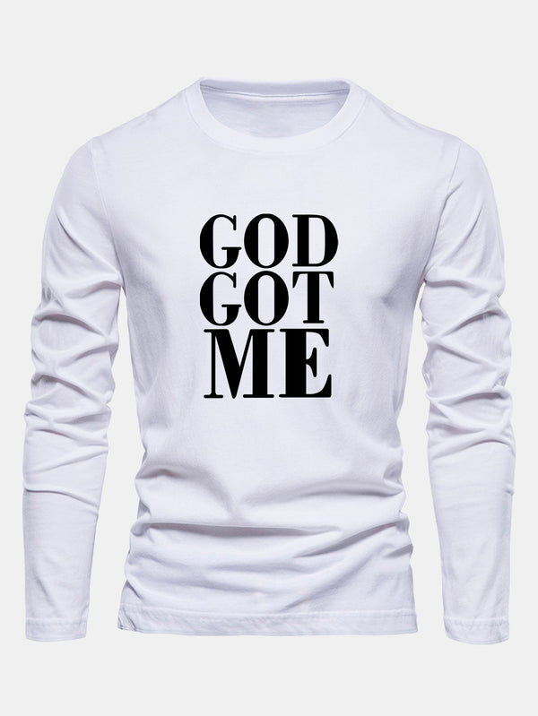 T-shirt à manches longues en coton 'God Got Me'