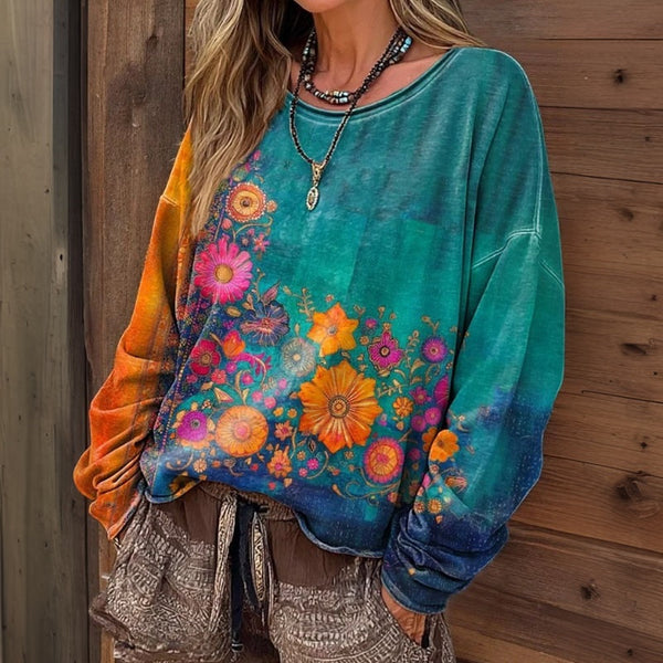 T-shirt Vintage avec Imprimé Floral