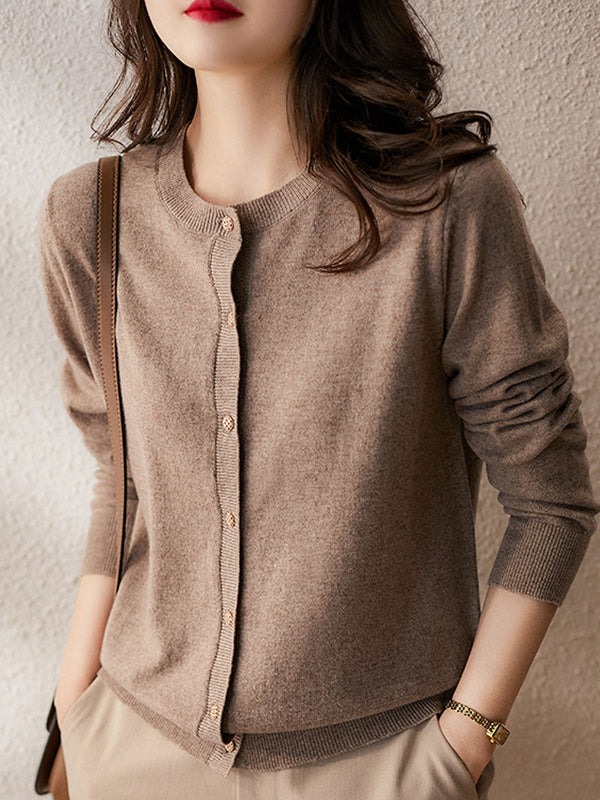 Cardigan tricoté uni à col rond Sophia Classic