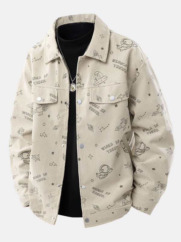 Veste en velours côtelé à motif astronaute