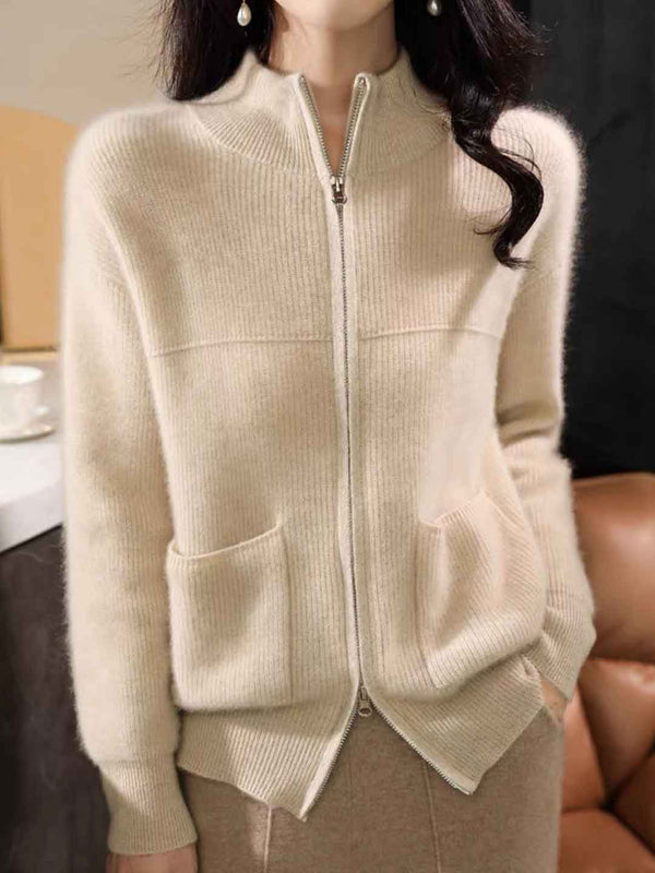 Cardigan Tricoté Zippé à Col Roulé Loose Hannah