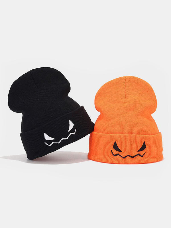 Scary Ghost Face Embroidered Knitted Hat