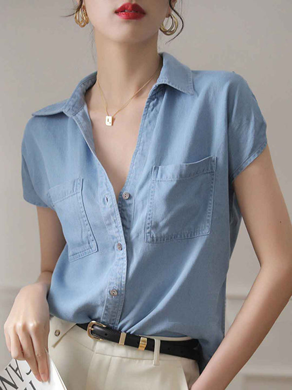 Chemise en Denim Vintage à Revers Mariah