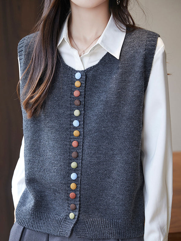 Gilet Tricoté Vintage Sophia Col Rond