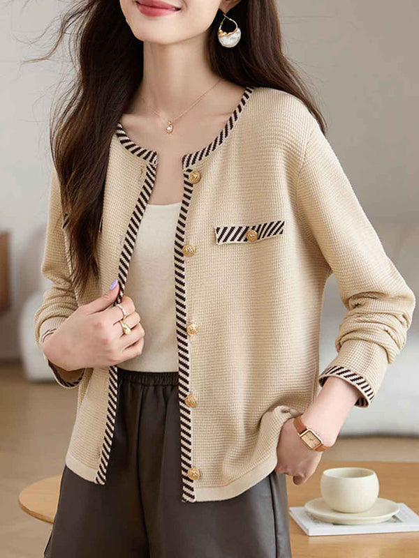 Cardigan en Tweed Élégant à Col Rond Caroline