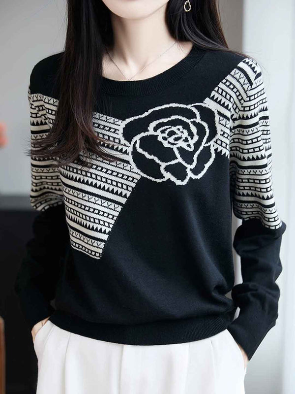 Pull en maille jacquard à col rond Ella Classic