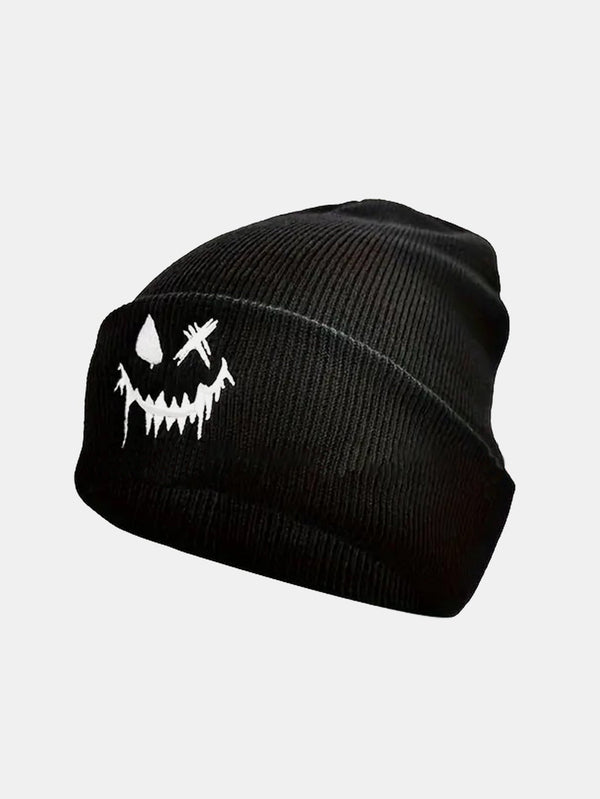 Scary Ghost Face Embroidered Knitted Hat