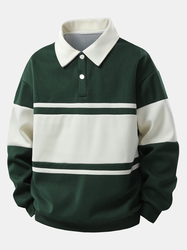 Sudadera Polo de ajuste relajado con bloques de Color y patchwork