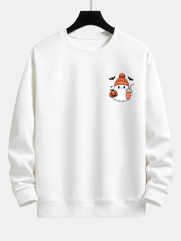 Sudadera de ajuste relajado con estampado de calabaza fantasma de Halloween