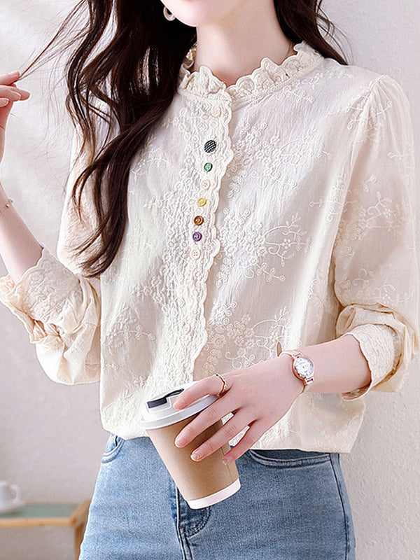 Top brodé creux en couleur unie Emily Classic