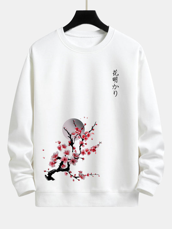 Japanese Cherry Blossoms Print Relax Fit Sweatshirt