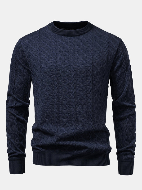 Geometric Jacquard Crew Neck Sweater