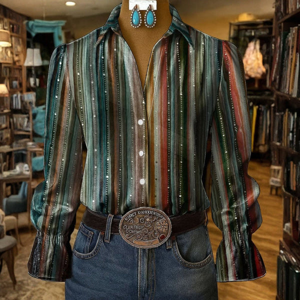 Blouse Vintage Avec Dégradé de Couleurs