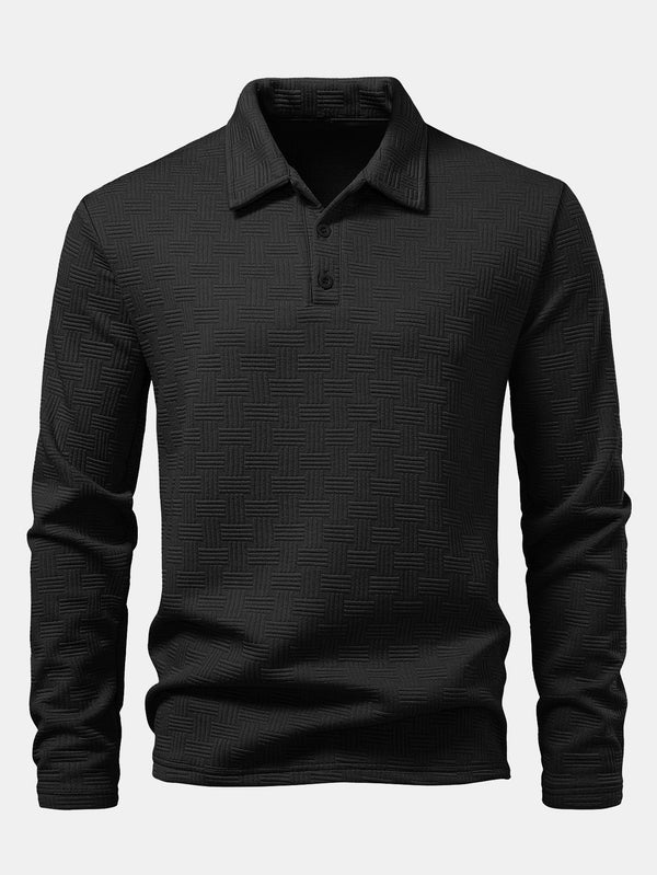 Chemise Polo Rayée à Manches Longues