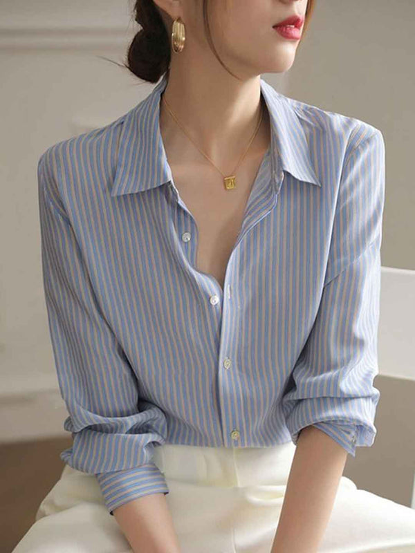 Chemise à Rayures avec Col Polo Classique Sophie