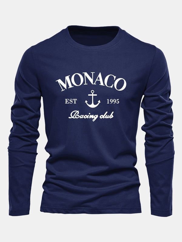 T-shirt à manches longues en coton avec motif Monaco