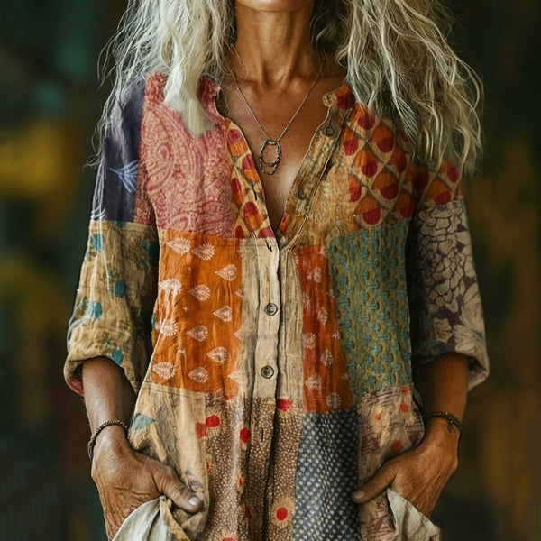 【Manches Longs】Chemisier Vintage Décontracté