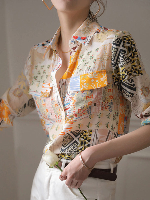 Chemise Imprimée à Col Revers Ample Aaliyah
