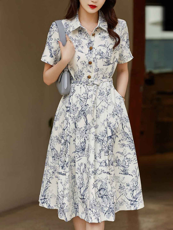 Robe Imprimée Élégante à Col de Gianna