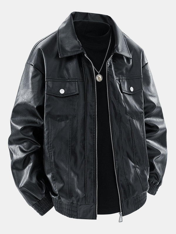 Zipper PU Leather Jacket