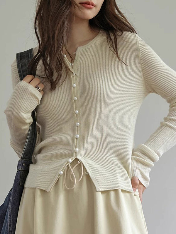 Cardigan tricoté à col rond classique Emma
