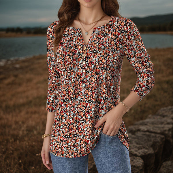 【Manches longues】Blouse vintage avec imprimé floral