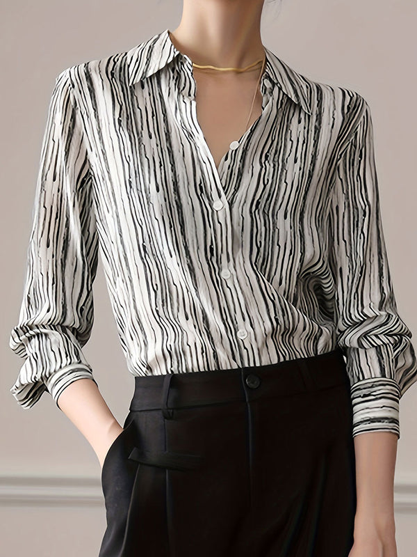 Chemise Rayée Décontractée à Col Revers Maria