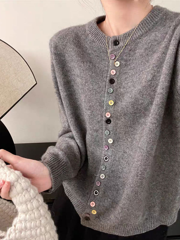 Cardigan Tricoté Boutonné Aaliyah à Col Rond Classique