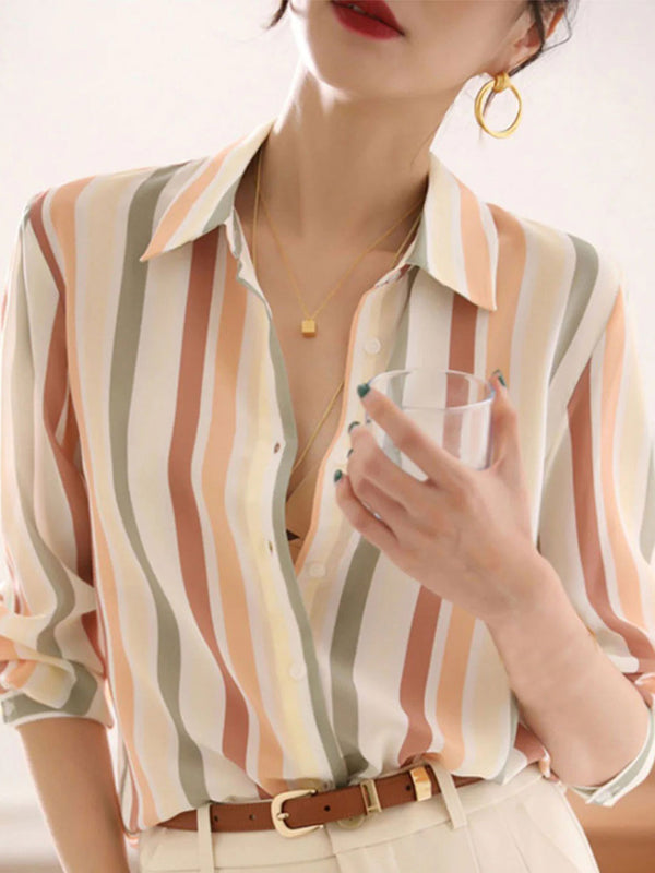 Chemise à Rayures Vintage V-neck Taylor