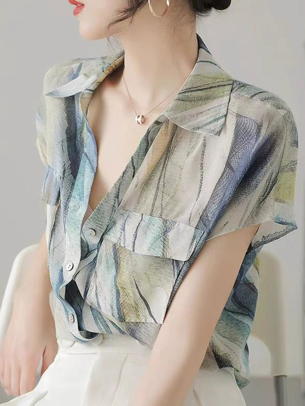 Chemise en Chiffon à Col Ouvert Kaitlyn