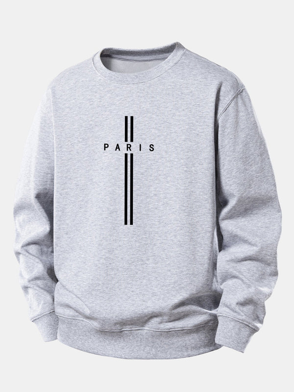 Paris Stripe Print Relax Fit Sweatshirt