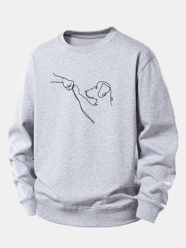 Pull Relaxed Fit avec Imprimé de Dessin de Chien