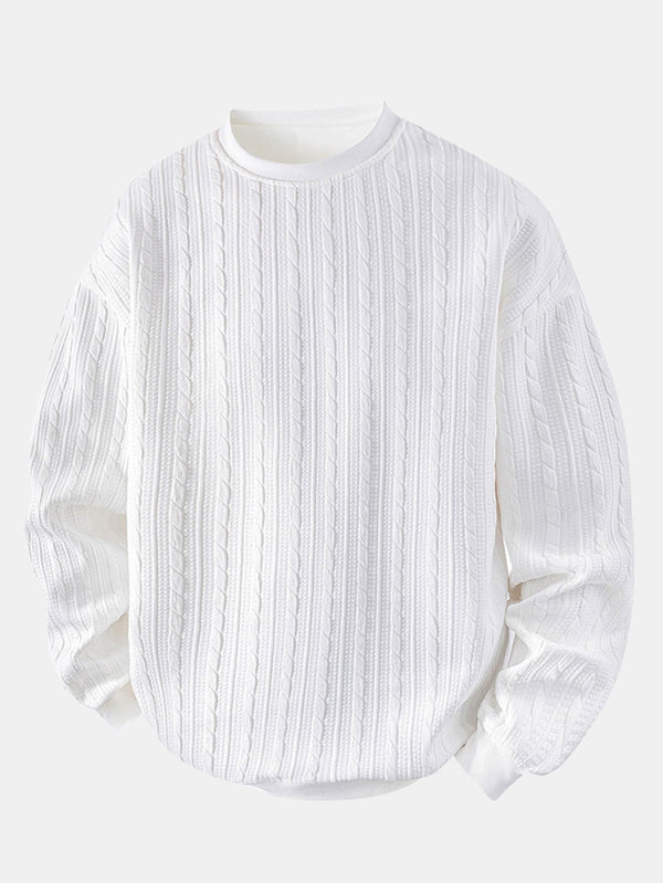 Relax Fit Twist Jacquard Crew Neck Sweatshirt