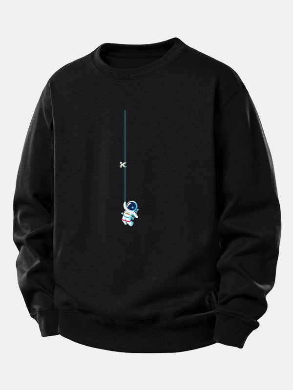 Relaxed Fit Astronaut Print Sweatshirt on a Rope