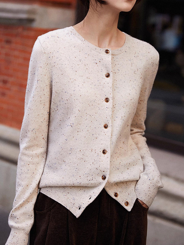Cardigan Tricoté Uni Grace Col Ronde Classique