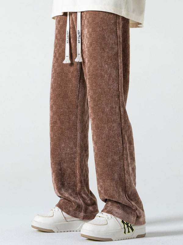 Pantalons droits en tissu à carreaux