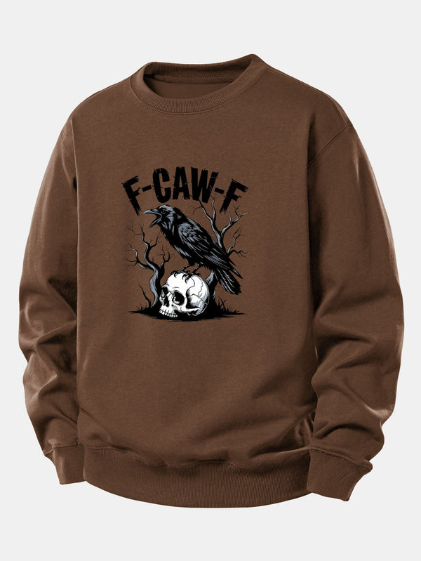 Pull Décontracté avec Motif de Crâne de Corbeau
