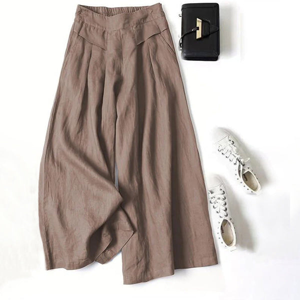 【Coton Et Lin】Pantalon Décontracté À Jambes Amples