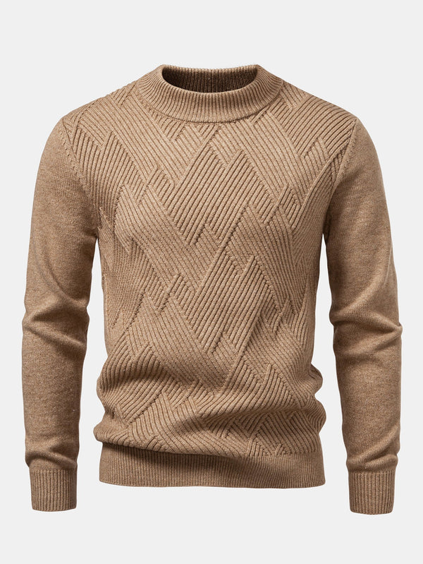 Pull en maille rayé à col montant en poids lourd