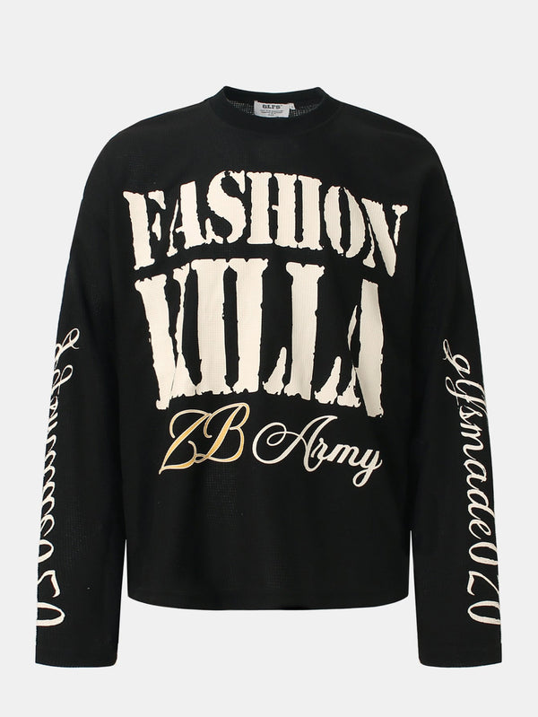 Grand T-Shirt Waffle avec Imprimé Slogan