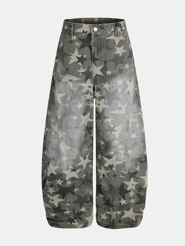 Pantalons baggy larges à motif camouflage étoilé