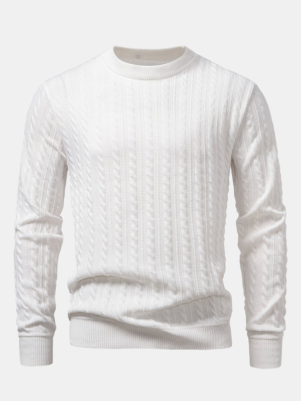 Stripe Jacquard Crew Neck Sweater