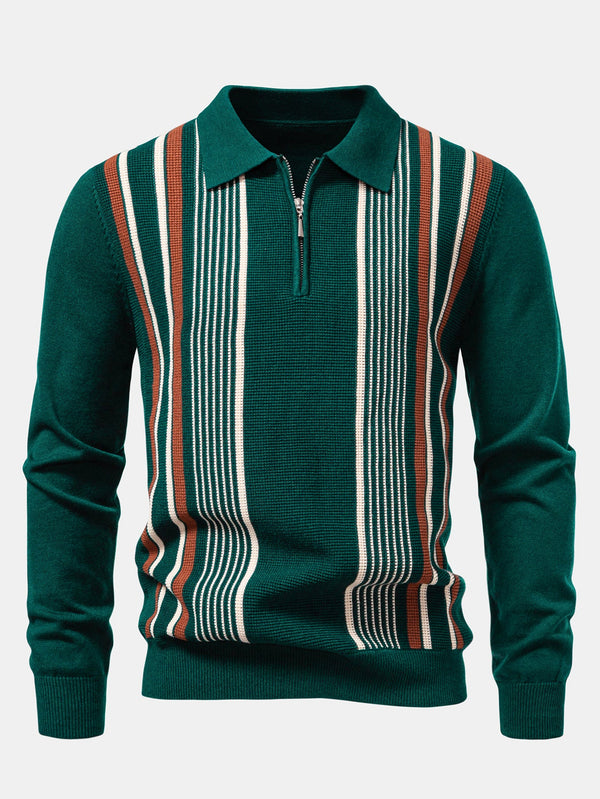 Stripe Zip Knit Polo