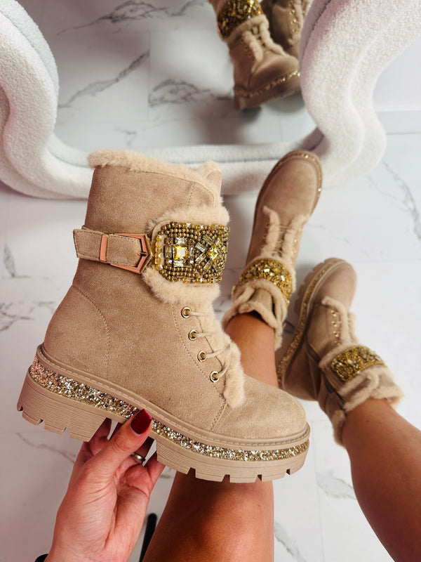 Bottes Kaki avec Détails en Pierre